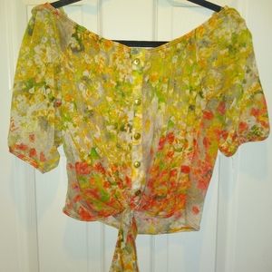 Love J USA XL Green Orange Floural  Blouse